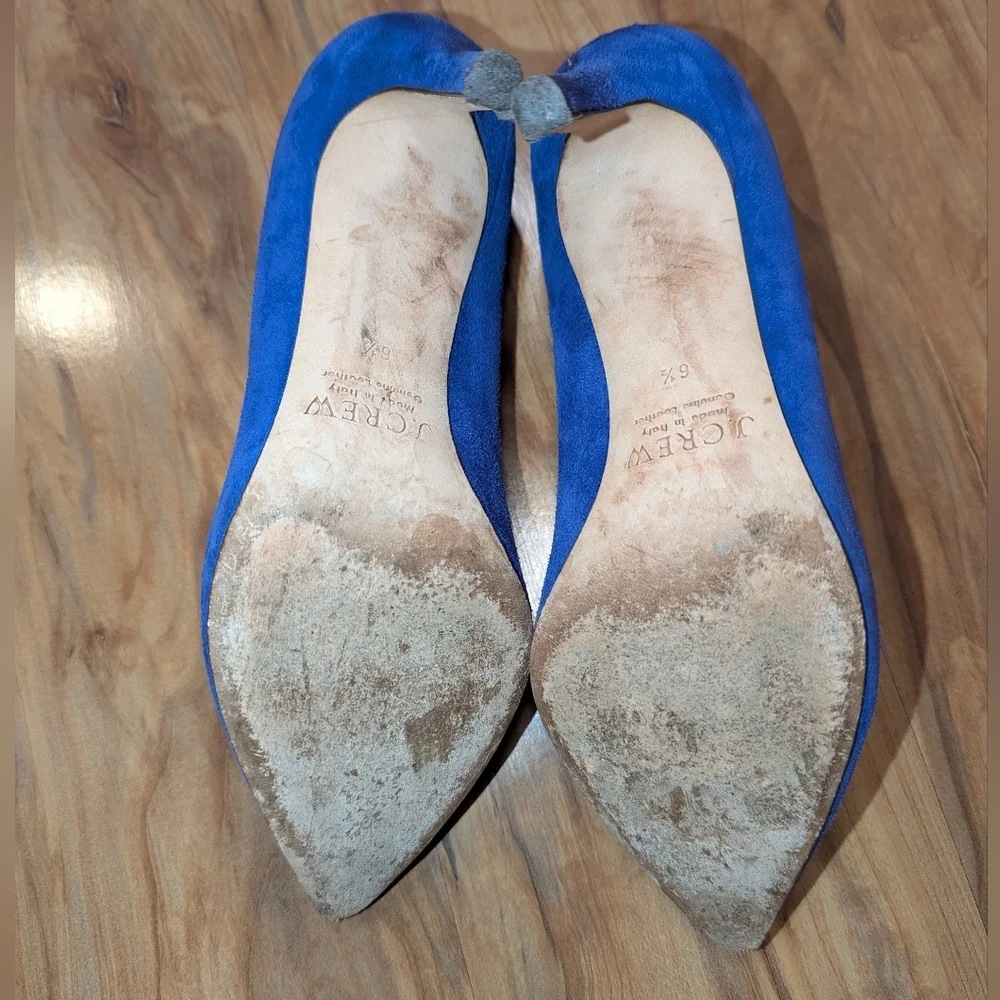 J.‎ Crew Blue Genuine Suede Leather Pointed Toe Heels Women's 6.5 Pumps Office